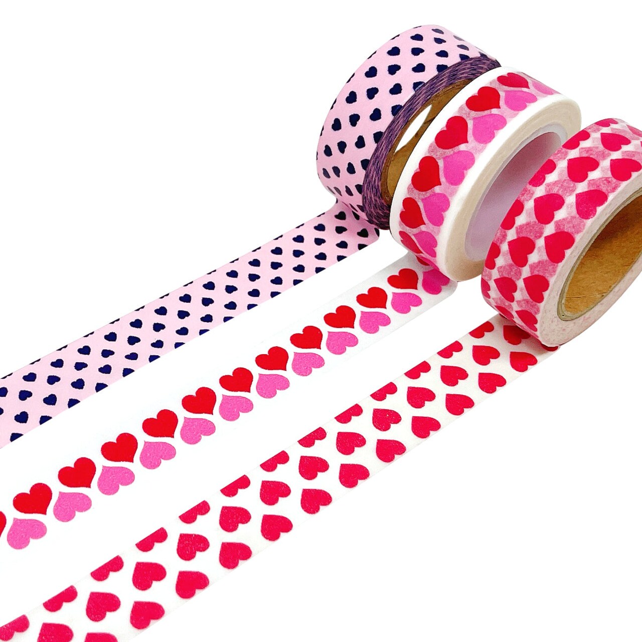 Wrapables Masking Tape Washi Tapes Valentine Hearts Washi Tape Set of 3